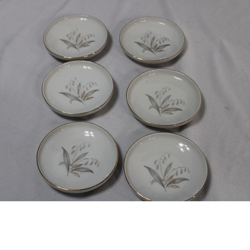 Kaysons Fine China Golden Rhapsody Butter Pats Set of 6 Japan Lily of the Valley